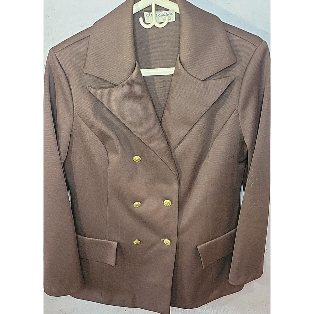 First Edition Dallas Vtg‎ 60-70s Women's Polyester Blazer Jacket Brown Sz L